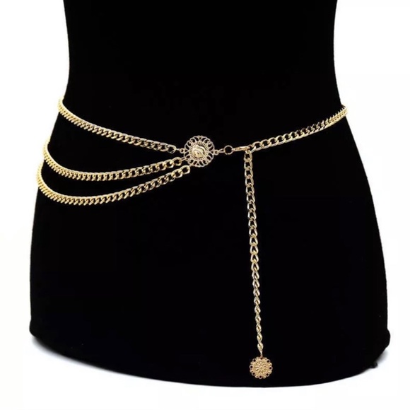 3/$30 ❤️ Metal Gold Plate Chain Waist Belt - Picture 3 of 7